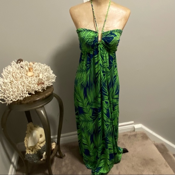 🇨🇦 Maxi Sun Dress, L, Blue Green Summer Dress - Picture 3 of 6